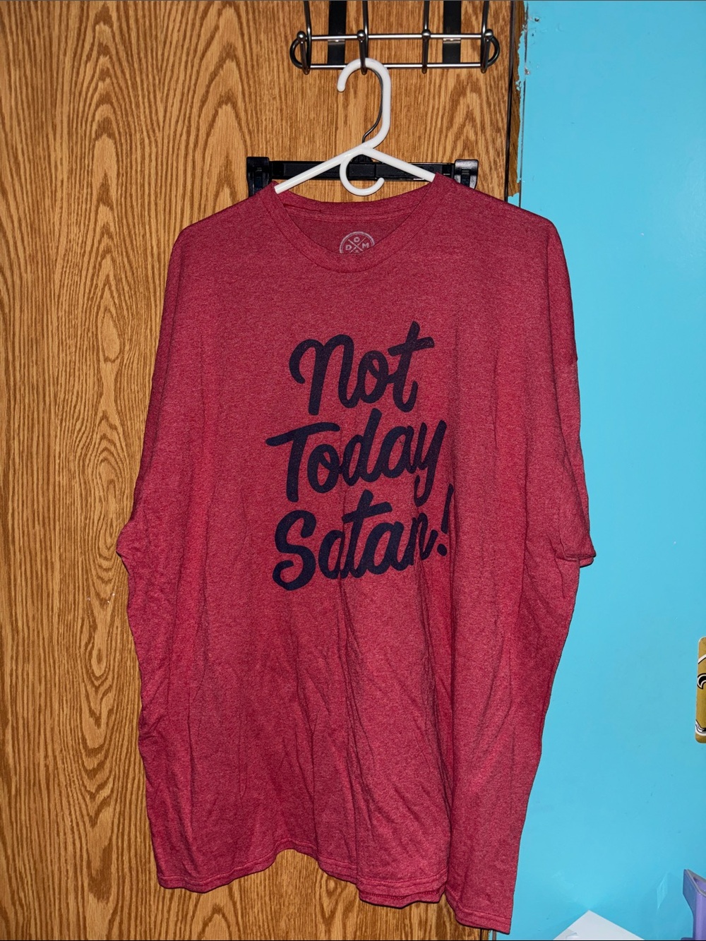 Source Unknown Men's Red Long-Sleeve Tee with Black Script